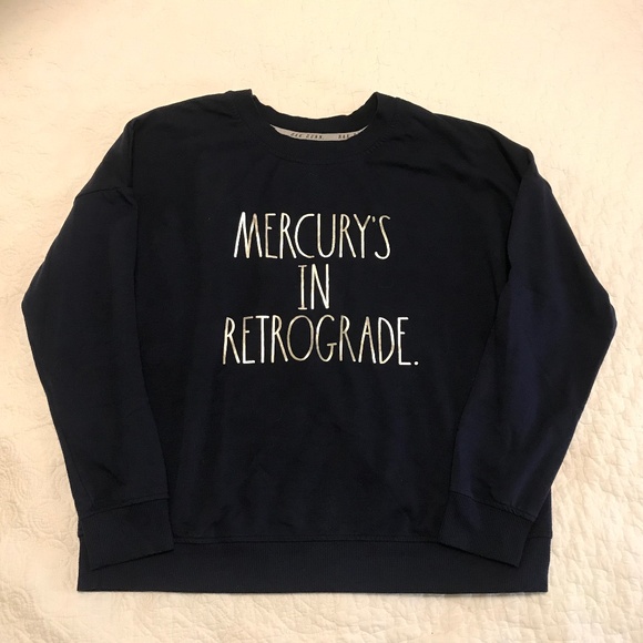 Rae Dunn long sleeve lightweight black “Mercury’s in Retrograde.” sweatshirt (M) - Picture 1 of 14